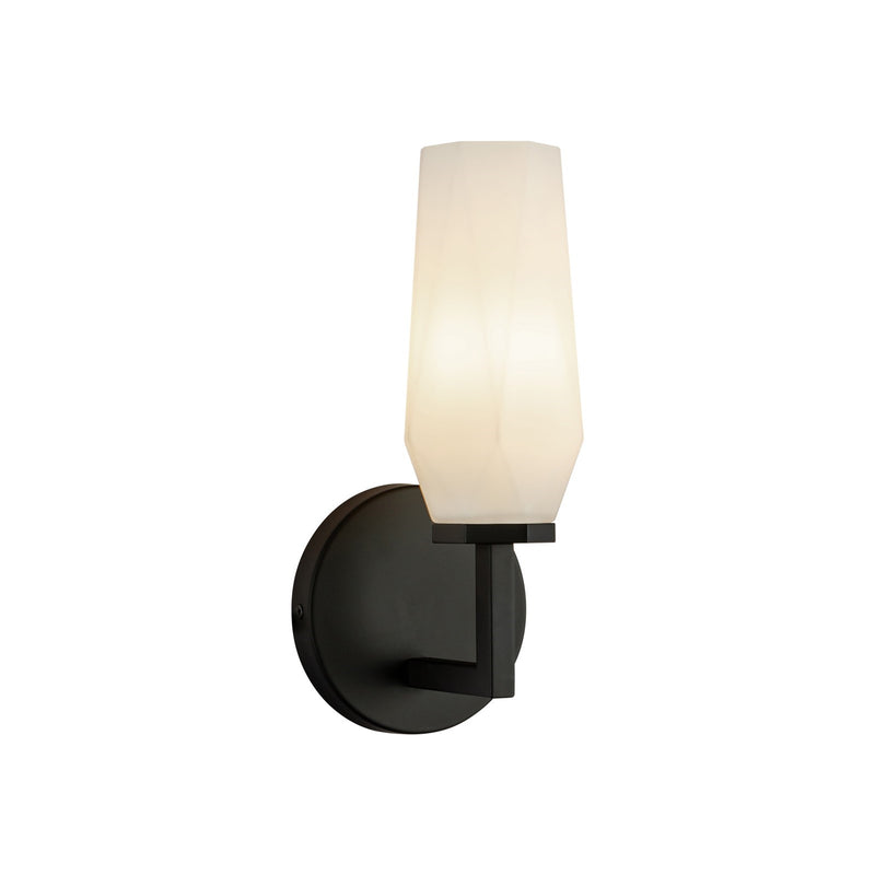 Kuzco Krysta 10in 1-Light Wall Vanity | Modern Matte Black Steel and Opal Glass | Bathroom Vanity Light | 10 x 3 x 3 in | Model WV424110MBOP