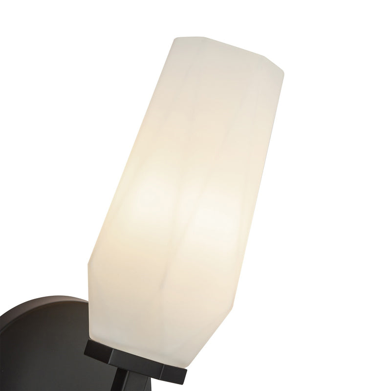 Kuzco Krysta 10in 1-Light Wall Vanity | Modern Matte Black Steel and Opal Glass | Bathroom Vanity Light | 10 x 3 x 3 in | Model WV424110MBOP