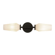 Kuzco Krysta 2-Light 20in Vanity Light | Modern Matte Black Steel and Opal Glass | Bathroom Vanity & Powder Room | Model WV424720MBOP