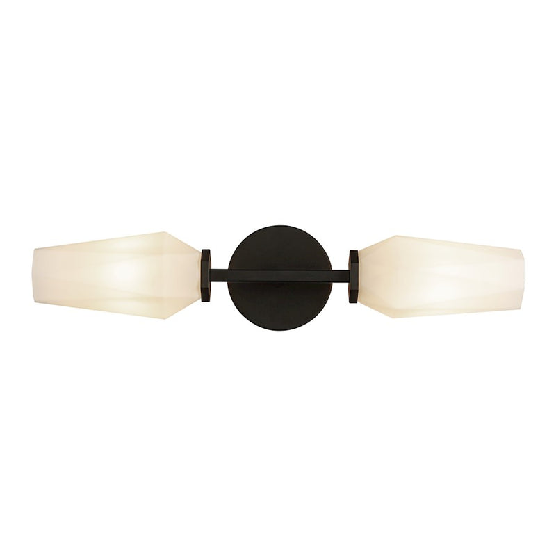 Kuzco Krysta 2-Light 20in Vanity Light | Modern Matte Black Steel and Opal Glass | Bathroom Vanity & Powder Room | Model WV424720MBOP