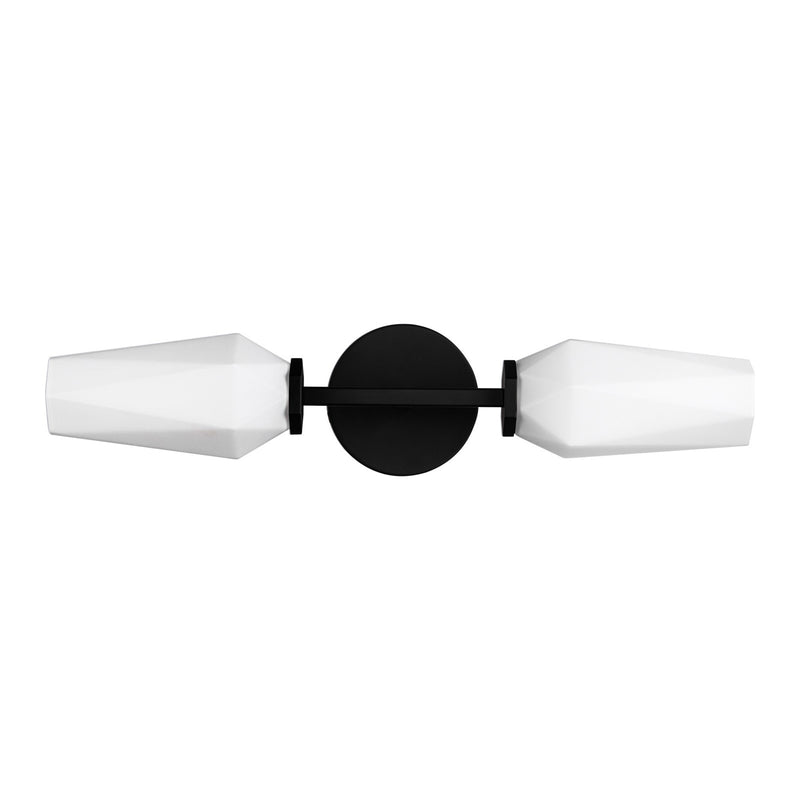 Kuzco Krysta 2-Light 20in Vanity Light | Modern Matte Black Steel and Opal Glass | Bathroom Vanity & Powder Room | Model WV424720MBOP