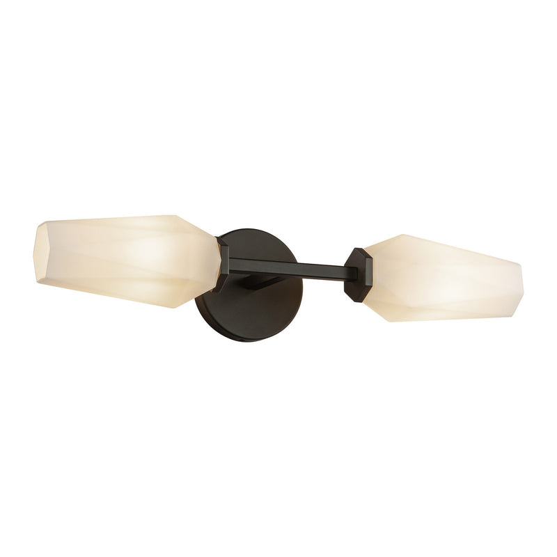 Kuzco Krysta 2-Light 20in Vanity Light | Modern Matte Black Steel and Opal Glass | Bathroom Vanity & Powder Room | Model WV424720MBOP