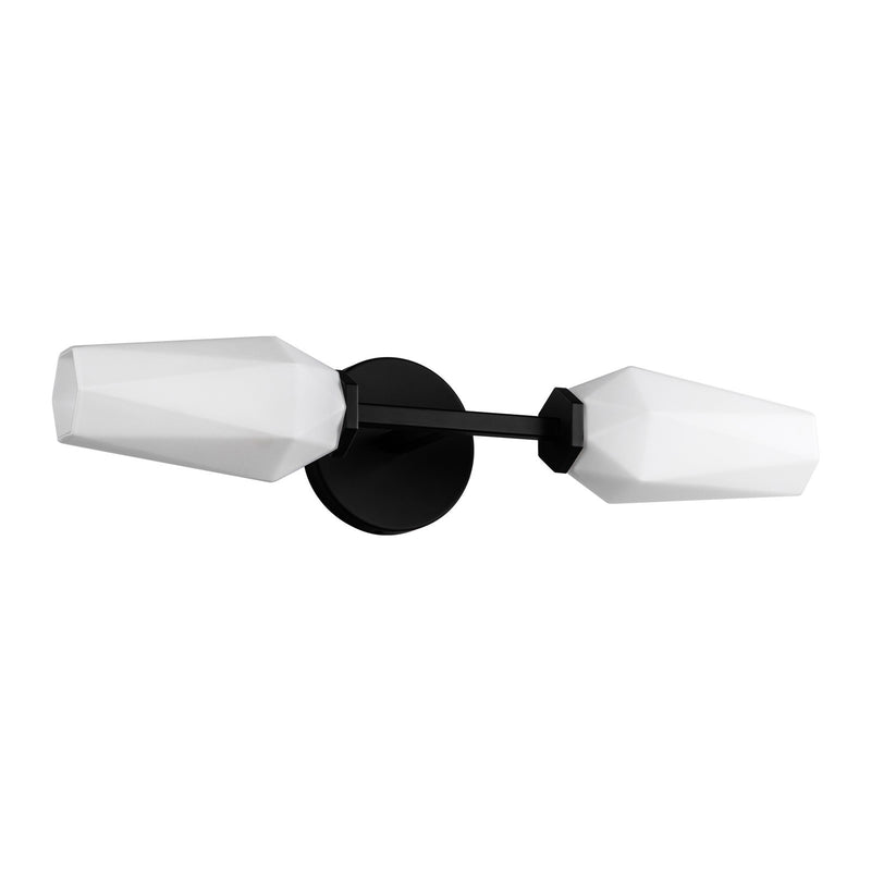 Kuzco Krysta 2-Light 20in Vanity Light | Modern Matte Black Steel and Opal Glass | Bathroom Vanity & Powder Room | Model WV424720MBOP