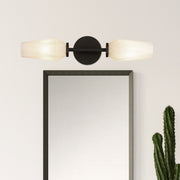 Kuzco Krysta 2-Light 20in Vanity Light | Modern Matte Black Steel and Opal Glass | Bathroom Vanity & Powder Room | Model WV424720MBOP