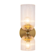 Kuzco Nelly 12" Socket Wall/Vanity Light, Gold/Clear Ribbed Glass - WV442612BGCR