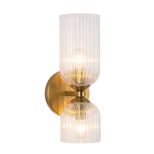 Kuzco Nelly 12" Socket Wall/Vanity Light, Gold/Clear Ribbed Glass