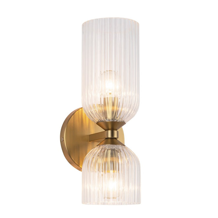 Kuzco Nelly 12" Socket Wall/Vanity Light, Gold/Clear Ribbed Glass