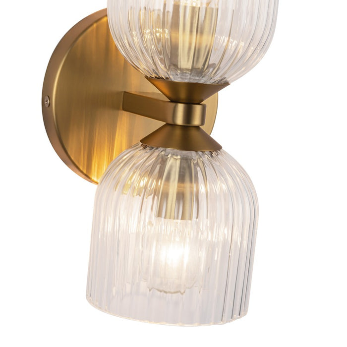 Kuzco Nelly 12" Socket Wall/Vanity Light, Gold/Clear Ribbed Glass