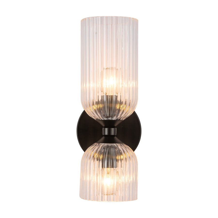 Kuzco Nelly 12" Socket Wall/Vanity Light, Black/Clear Glass - WV442612MBCR