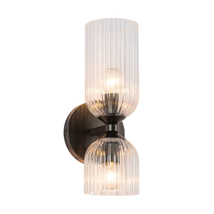 Kuzco Nelly 12" Socket Wall/Vanity Light, Black/Clear Glass