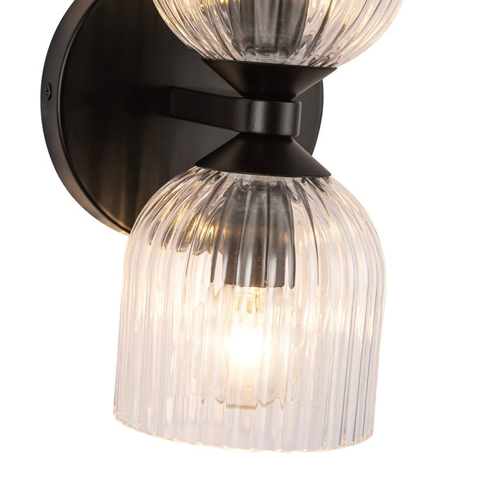 Kuzco Nelly 12" Socket Wall/Vanity Light, Black/Clear Glass