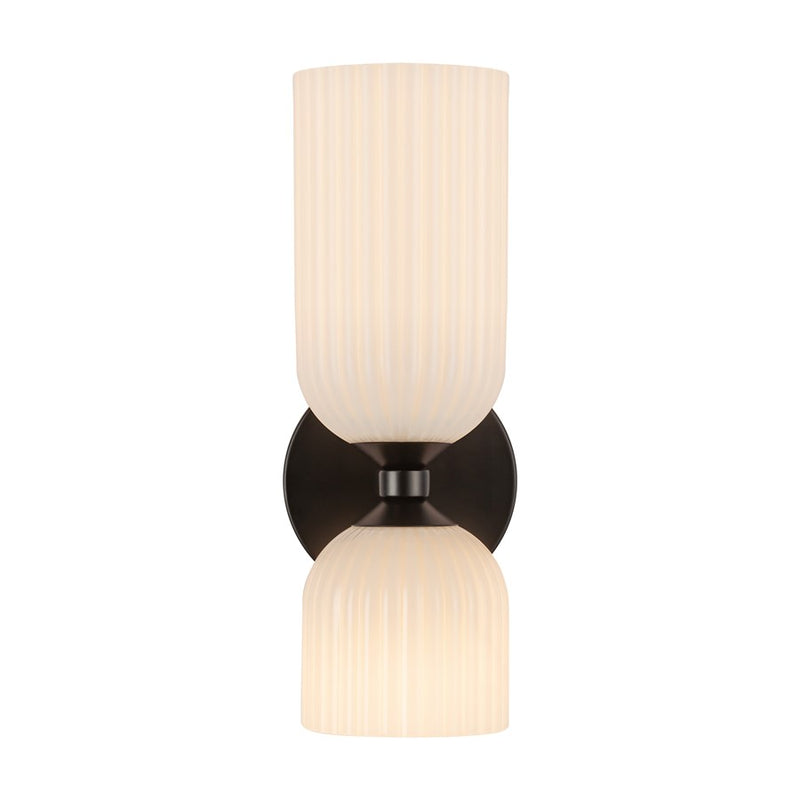 Kuzco Nelly 12" Socket Wall/Vanity Light, Black/Glossy Opal Glass - WV442612MBGR