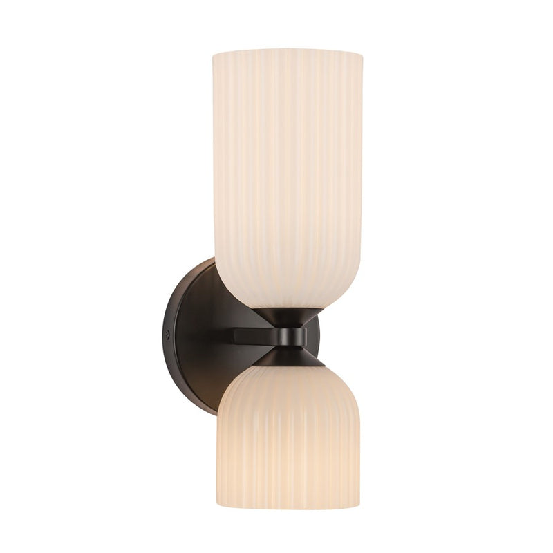 Kuzco Nelly 12" Socket Wall/Vanity Light, Black/Glossy Opal Glass