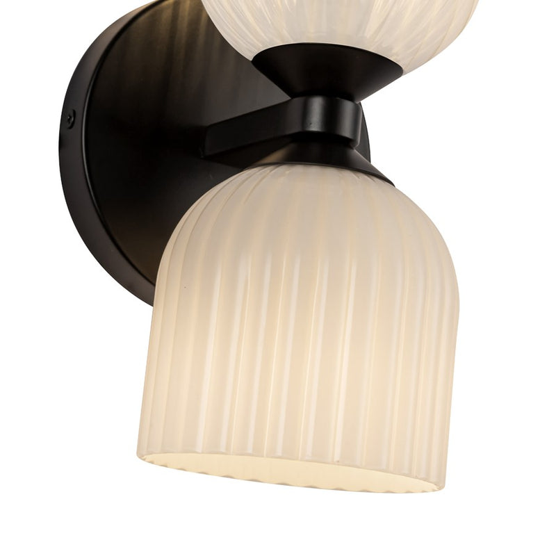 Kuzco Nelly 12" Socket Wall/Vanity Light, Black/Glossy Opal Glass