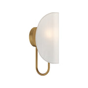 Alora Mood Seno 6in 1-Light Wall Sconce | Aged Gold and White Cotton Fabric | Bathroom Vanity & Hallway Accent | 60W E12 Damp | Model WV450706AGCW