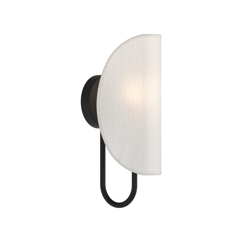 Kuzco Seno 1-Light 6in Bathroom Vanity Light | Modern Matte Black and White Cotton Fabric | Bathroom & Powder Room | Model WV450706MBCW