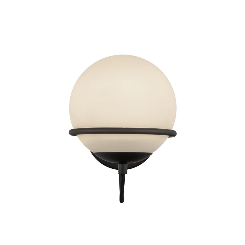 Kuzco Alba 1-Light 7in Wall Vanity | Matte Black and Opal Glass | Bathroom Vanity Light | 6.5 x 6.5 x 9.88 in | Model WV458107MBOP
