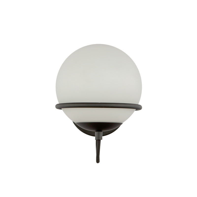 Kuzco Alba 1-Light 7in Wall Vanity | Matte Black and Opal Glass | Bathroom Vanity Light | 6.5 x 6.5 x 9.88 in | Model WV458107MBOP