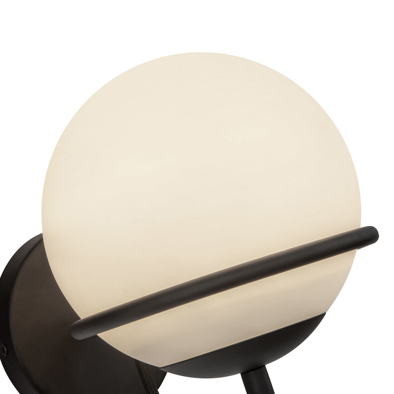 Kuzco Alba 1-Light 7in Wall Vanity | Matte Black and Opal Glass | Bathroom Vanity Light | 6.5 x 6.5 x 9.88 in | Model WV458107MBOP