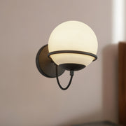 Kuzco Alba 1-Light 7in Wall Vanity | Matte Black and Opal Glass | Bathroom Vanity Light | 6.5 x 6.5 x 9.88 in | Model WV458107MBOP