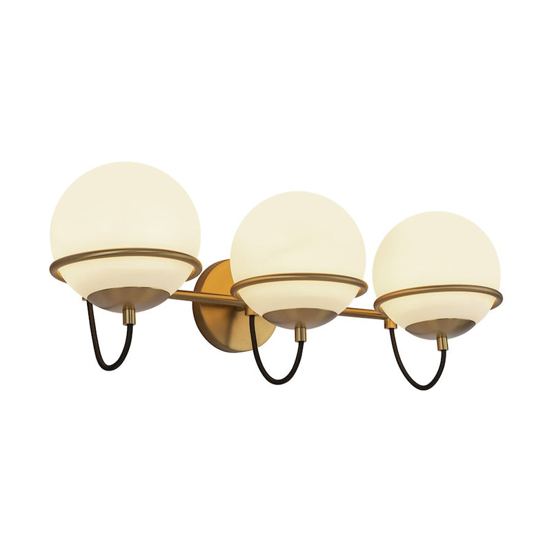 Kuzco Alba 24in 3-Light Vanity Light | Mid-Century Aged Brass Metal and Opal Glass | Bathroom & Powder Room | 24 x 9 in | Model WV458324AGOP