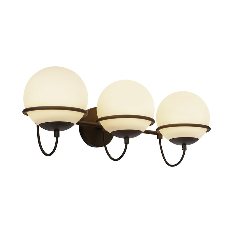 Kuzco Alba 24in 3-Light Wall Vanity | Modern Matte Black Steel and Opal Glass | Bathroom Vanity Light | 24 x 24 x 9 in | Model WV458324MBOP