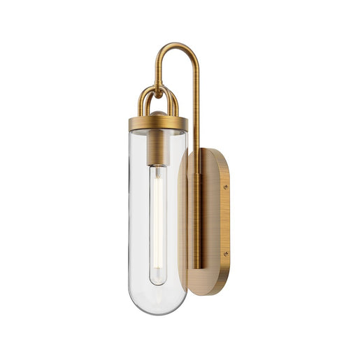 Kuzco Lancaster 18in 1-Light Vanity Light | Vintage Industrial Aged Gold Steel and Clear Glass | Bathroom & Hallway | 4.62 x 18 in | Model WV461101AG