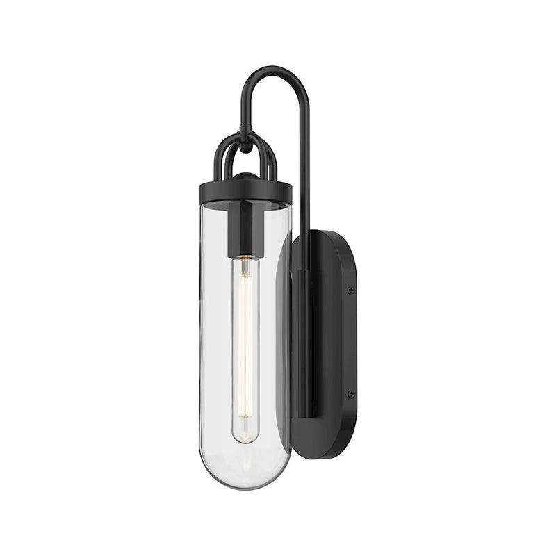 Kuzco Lancaster 1-Light 5in Wall Sconce | Vintage Industrial Matte Black Steel and Clear Glass | Bathroom Vanity & Hallway Accent | Model WV461101MB