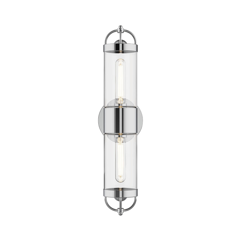 Kuzco Lancaster 21in 2-Light Vanity Light | Modern Chrome and Clear Glass | Bathroom & Powder Room | 21 x 4 x 5 in, Damp Rated | Model WV461102CH