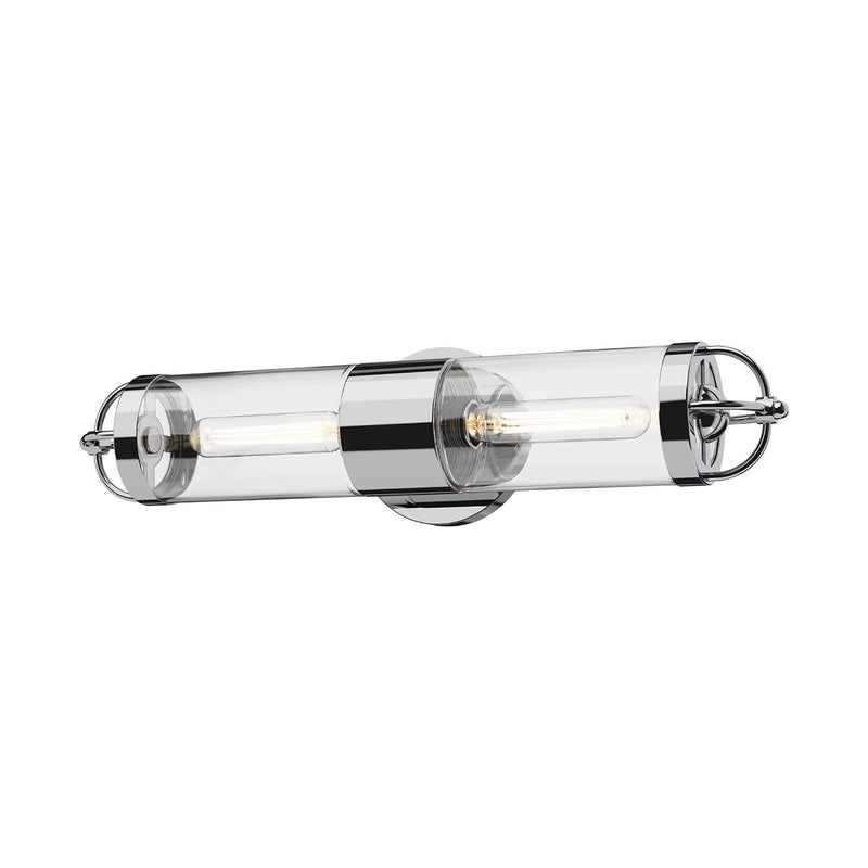 Kuzco Lancaster 21in 2-Light Vanity Light | Modern Chrome and Clear Glass | Bathroom & Powder Room | 21 x 4 x 5 in, Damp Rated | Model WV461102CH