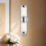 Kuzco Lancaster 21in 2-Light Vanity Light | Modern Chrome and Clear Glass | Bathroom & Powder Room | 21 x 4 x 5 in, Damp Rated | Model WV461102CH