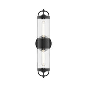Kuzco Lancaster 2-Light 21in Wall Vanity | Vintage Modern Matte Black Steel and Clear Glass | Bathroom & Hallway Accent | Model WV461102MB