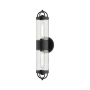 Kuzco Lancaster 2-Light 21in Wall Vanity | Vintage Modern Matte Black Steel and Clear Glass | Bathroom & Hallway Accent | Model WV461102MB