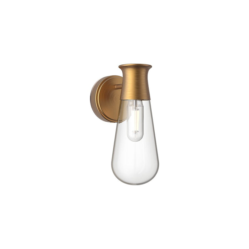 Kuzco Marcel 5in 1-Light Vanity Light | Aged Gold Steel and Clear Glass | Bathroom Vanity & Powder Room | 4.62 x 10.62 x 6.38 in | Model WV464001AG