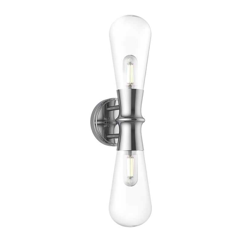Kuzco Alora Mood Marcel 5in 2-Light Vanity Light | Chrome Steel and Clear Glass | Bathroom & Powder Room | 5 x 21 x 6 in | Model WV464002CH