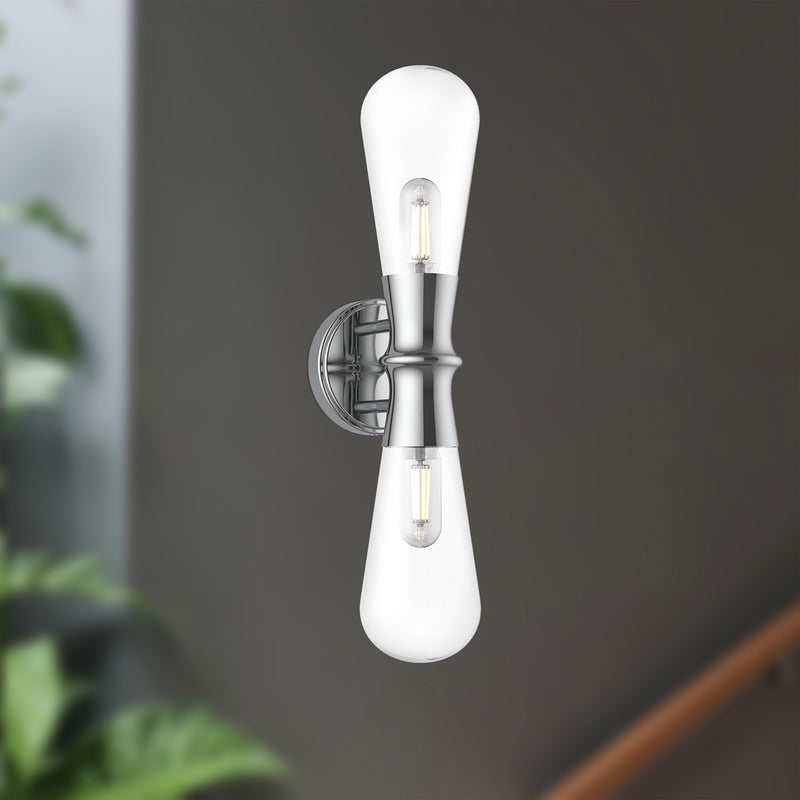 Kuzco Alora Mood Marcel 5in 2-Light Vanity Light | Chrome Steel and Clear Glass | Bathroom & Powder Room | 5 x 21 x 6 in | Model WV464002CH