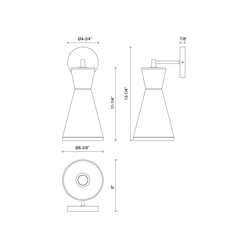 Alora Mood Betty 1-Light 6in Wall Vanity | Mid-Century Matte Black Steel and Opal Glass | Bathroom & Powder Room | 13in H, Damp | Model WV473706MBOP