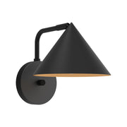 Kuzco Remy 1-Light 8in Vanity Light | Modern Matte Black Steel with Gold Interior Shade | Bathroom & Powder Room | 7.75 x 8.38 in | Model WV485007MB
