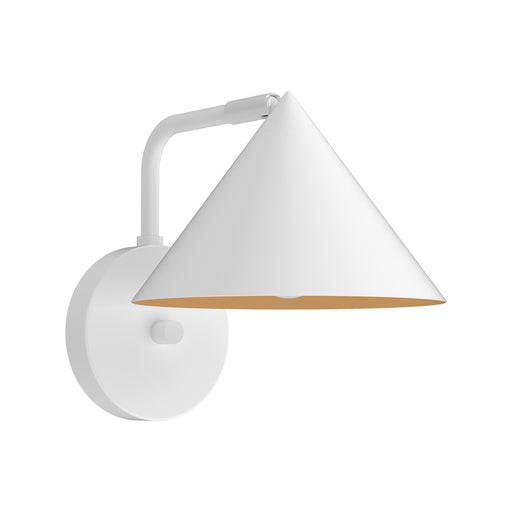 Kuzco Remy 1-Light 7in Wall Sconce | White Steel with Gold Interior | Bathroom Vanity & Hallway | 7.75 x 8.38 x 10.5 in | Model WV485007WH