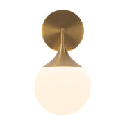 Alora Mood Nouveau 12in 1-Light Wall/Vanity Light | Aged Gold Metal and Opal Matte Glass | Bathroom & Powder Room | Model WV505106AGOP