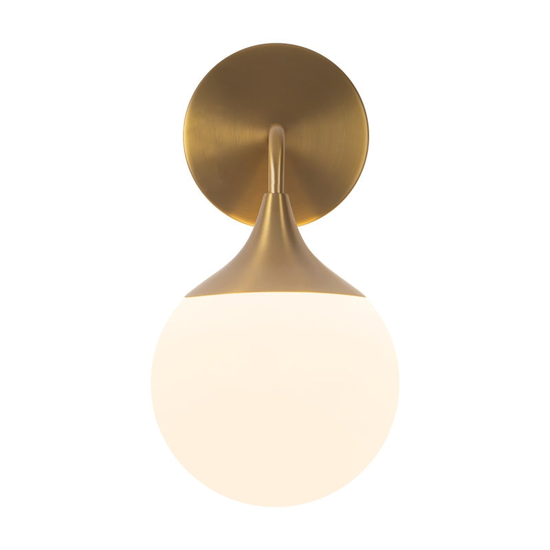 Alora Mood Nouveau 12in 1-Light Wall/Vanity Light | Aged Gold Metal and Opal Matte Glass | Bathroom & Powder Room | Model WV505106AGOP