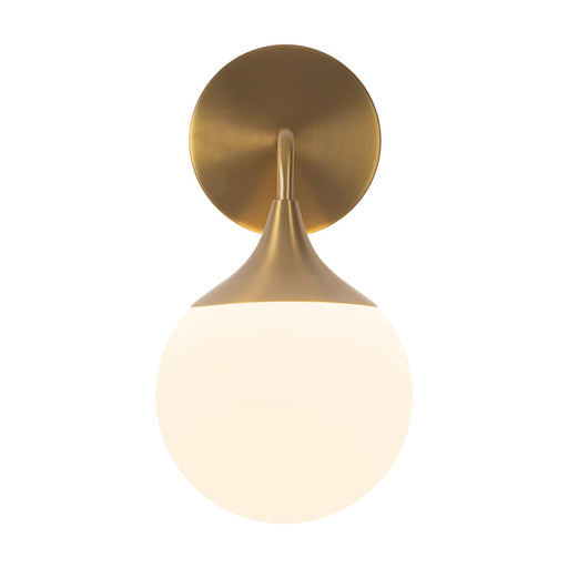 Alora Mood Nouveau 12in 1-Light Wall/Vanity Light | Aged Gold Metal and Opal Matte Glass | Bathroom & Powder Room | Model WV505106AGOP