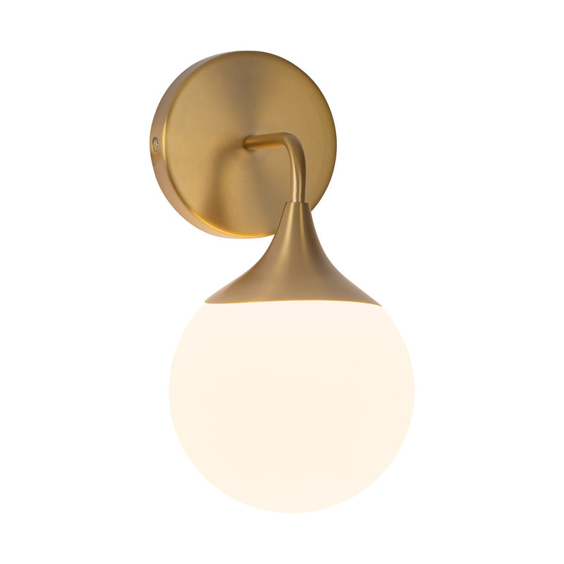 Alora Mood Nouveau 12in 1-Light Wall/Vanity Light | Aged Gold Metal and Opal Matte Glass | Bathroom & Powder Room | Model WV505106AGOP