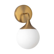 Alora Mood Nouveau 12in 1-Light Wall/Vanity Light | Aged Gold Metal and Opal Matte Glass | Bathroom & Powder Room | Model WV505106AGOP