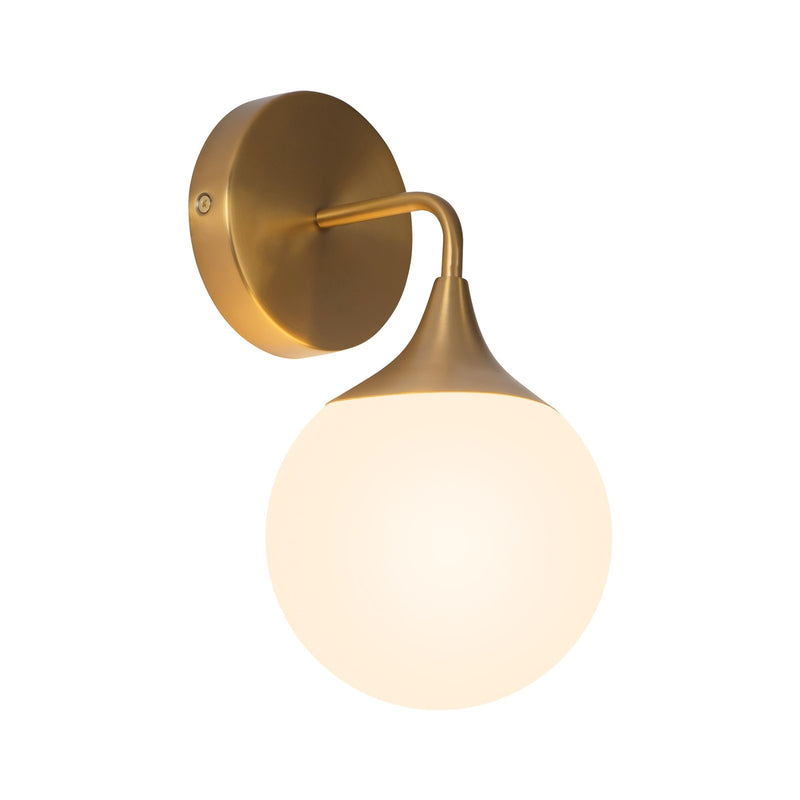 Alora Mood Nouveau 12in 1-Light Wall/Vanity Light | Aged Gold Metal and Opal Matte Glass | Bathroom & Powder Room | Model WV505106AGOP