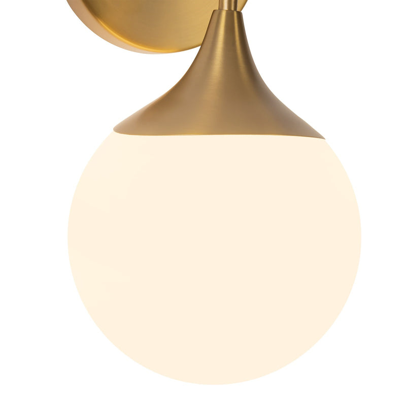 Alora Mood Nouveau 12in 1-Light Wall/Vanity Light | Aged Gold Metal and Opal Matte Glass | Bathroom & Powder Room | Model WV505106AGOP