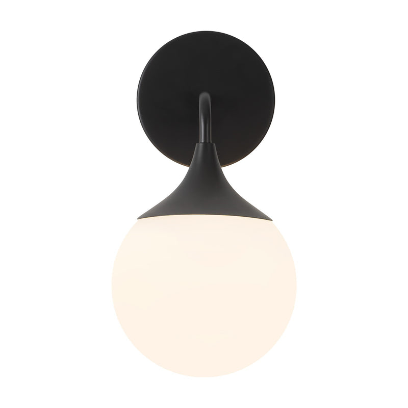 Kuzco Alora Mood Nouveau 12in 1-Light Vanity Light | Art Deco Matte Black and Opal Glass | Bathroom & Powder Room | 6 x 11 x 7 in | Model WV505106MBOP