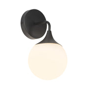 Kuzco Alora Mood Nouveau 12in 1-Light Vanity Light | Art Deco Matte Black and Opal Glass | Bathroom & Powder Room | 6 x 11 x 7 in | Model WV505106MBOP