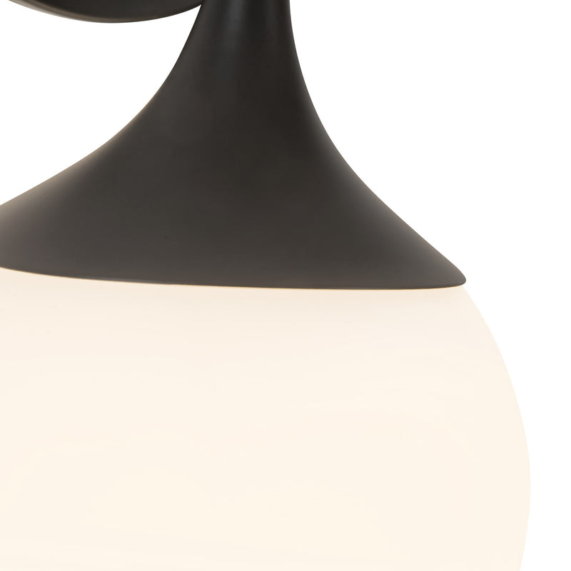 Kuzco Alora Mood Nouveau 12in 1-Light Vanity Light | Art Deco Matte Black and Opal Glass | Bathroom & Powder Room | 6 x 11 x 7 in | Model WV505106MBOP