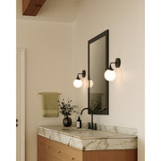 Kuzco Alora Mood Nouveau 12in 1-Light Vanity Light | Art Deco Matte Black and Opal Glass | Bathroom & Powder Room | 6 x 11 x 7 in | Model WV505106MBOP